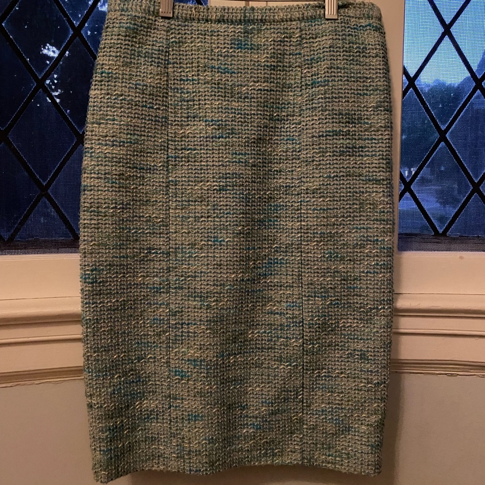 Moschino blue tweed pencil skirt, size 4.